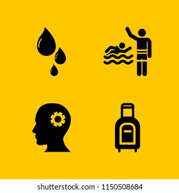 4 relax icons in vector set. beach, drop, mind and vacation illustration for web and graphic design
