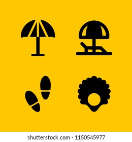 4 relax icons in vector set. spa, hammock, beach and footprint illustration for web and graphic design