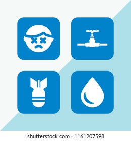 4 relax icons in vector set. dead, water, bomb and water drop illustration for web and graphic design