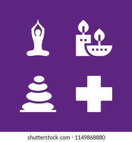 4 religion icons in vector set. cultures, buddhist yoga pose and cross illustration for web and graphic design