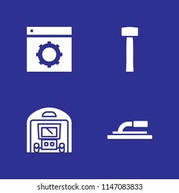 4 repair icon set with work tools, trowel and garage vector illustration for graphic design and web