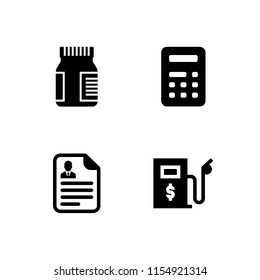 4 report icons in vector set. medicine, document, business and finance and calculator illustration for web and graphic design
