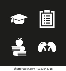 4 research icons in vector set. medicine, student and document illustration for web and graphic design