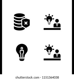 4 resolution icons in vector set. error and idea illustration for web and graphic design