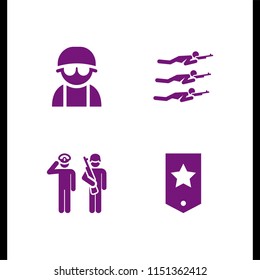 4 respect icons in vector set. army and salute illustration for web and graphic design