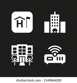 4 rest icons in vector set. router and hotel illustration for web and graphic design