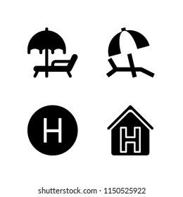 4 rest icons in vector set. sunbed, hotel and hostel illustration for web and graphic design