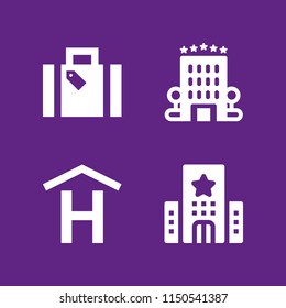 4 rest icons in vector set. hotel and holiday suitcase illustration for web and graphic design