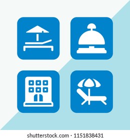 4 rest icons in vector set. sunbed, hotel and hostel illustration for web and graphic design