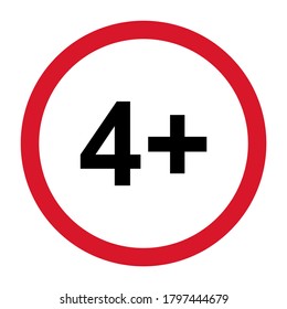 4 restriction flat sign isolated on white background. Age limit symbol. No under four years warning illustration svg
