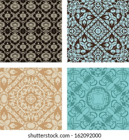 4 Retro different vector seamless patterns 