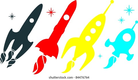 4 retro spaceships