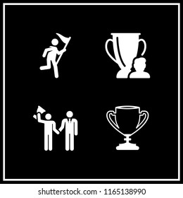 4 reward vector icon set with big trophy, trophy and winner icons for mobile and web