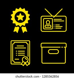 4 ribbon icons with box and badge in this set