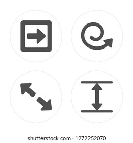 4 Right Direction, Diagonal Arrows, Spiral Arrow, Vertical Resize modern icons on round shapes, vector illustration, eps10, trendy icon set.