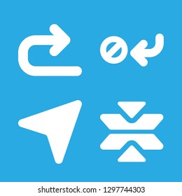 4 right icons with returning curved right arrow and two arrows and a cross in this set
