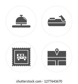 4 Ring, Stamp, Water craft, Location modern icons on round shapes, vector illustration, eps10, trendy icon set.