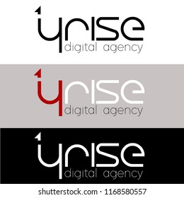 4 Rise Logo design for digital agency, vector template. Font Lines Logotype for your design.