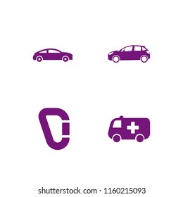 4 road icons in vector set. sports and competition, car and automobile illustration for web and graphic design