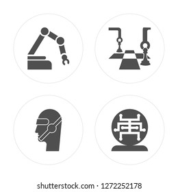 4 Robot, Chess, Ball modern icons on round shapes, vector illustration, eps10, trendy icon set.