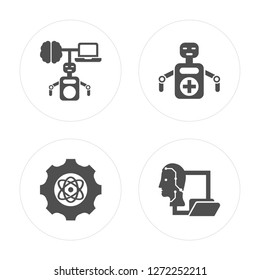 4 Robot, Science, Nurse, Transfer modern icons on round shapes, vector illustration, eps10, trendy icon set.
