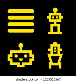 4 robotic icons with robot and four lines in this set