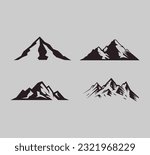 4 rock mountains silhouette vector