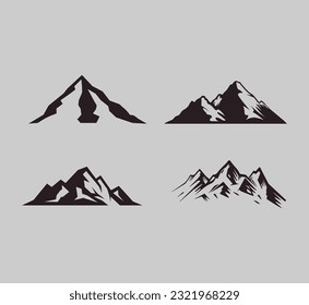 4 rock mountains silhouette vector