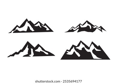 Vector de silueta de 4 montañas de roca