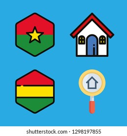 4 roof icons with bolivia and house in this set