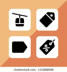 4 rope icons in vector set. tag and cable car cabin illustration for web and graphic design