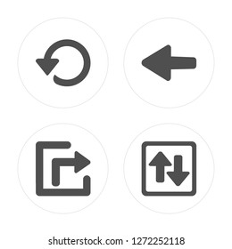 4 Rotate, Extract, Left arrow, Transfer modern icons on round shapes, vector illustration, eps10, trendy icon set.