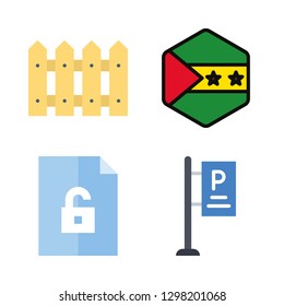 4 row icons with text lines and picket in this set