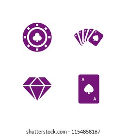 4 royal icons in vector set. diamond, clover token, poker full and ace of spades illustration for web and graphic design