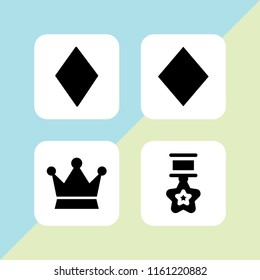 4 royal icons in vector set. crown, prize and diamond illustration for web and graphic design