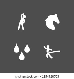 4 running icons in vector set. exercise, shower, run and horse illustration for web and graphic design