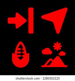 4 rural icons with landscape and corn in this set