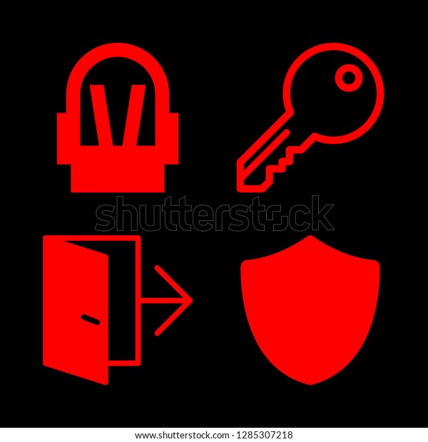 4 safe icons\
with exit and shield in this\
set