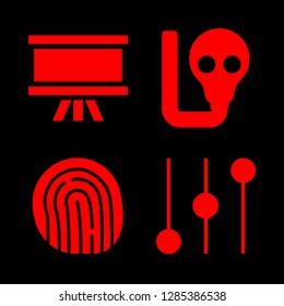 4 safety icons with panel and controls in this set