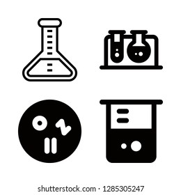 4 sample icons with petri dish and test tube in this set