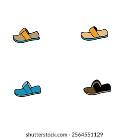 4 sandals different style art illustration on white background