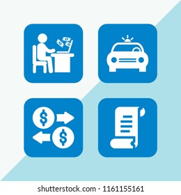 4 saving icons in vector set. money, emergency and receipt illustration for web and graphic design