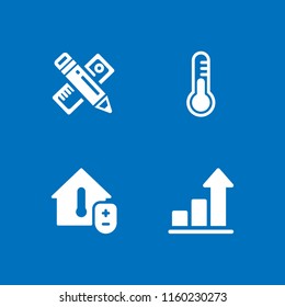 4 scale icons in vector set. ruler, growth, temperature and science thermometer illustration for web and graphic design