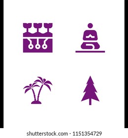 4 scene icons in vector set. ground, cultures, tree and desert illustration for web and graphic design