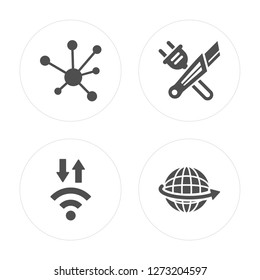 4 Scheme, Medium, Cutter, World modern icons on round shapes, vector illustration, eps10, trendy icon set.