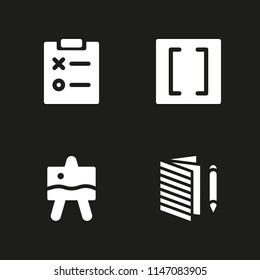 4 school icon set with brackets, notebook and notepad vector illustration for graphic design and web