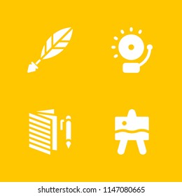 4 school icon set with easel, alarm and notebook vector illustration for graphic design and web