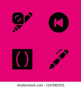 4 school icon set with pencil, back and pen vector illustration for graphic design and web