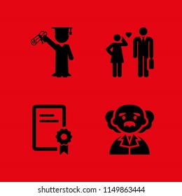 4 school icons in vector set. student, university, teacher and physics illustration for web and graphic design