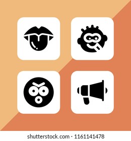 4 scream icons in vector set. mouth, angry, goofy and shout illustration for web and graphic design